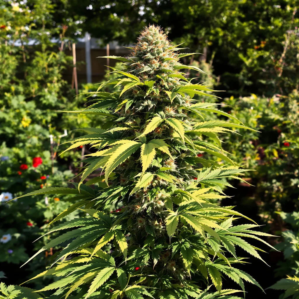 13 Dawgs 38% Indica / 62% Sativa — Blüte mit sichtbaren Trichomen