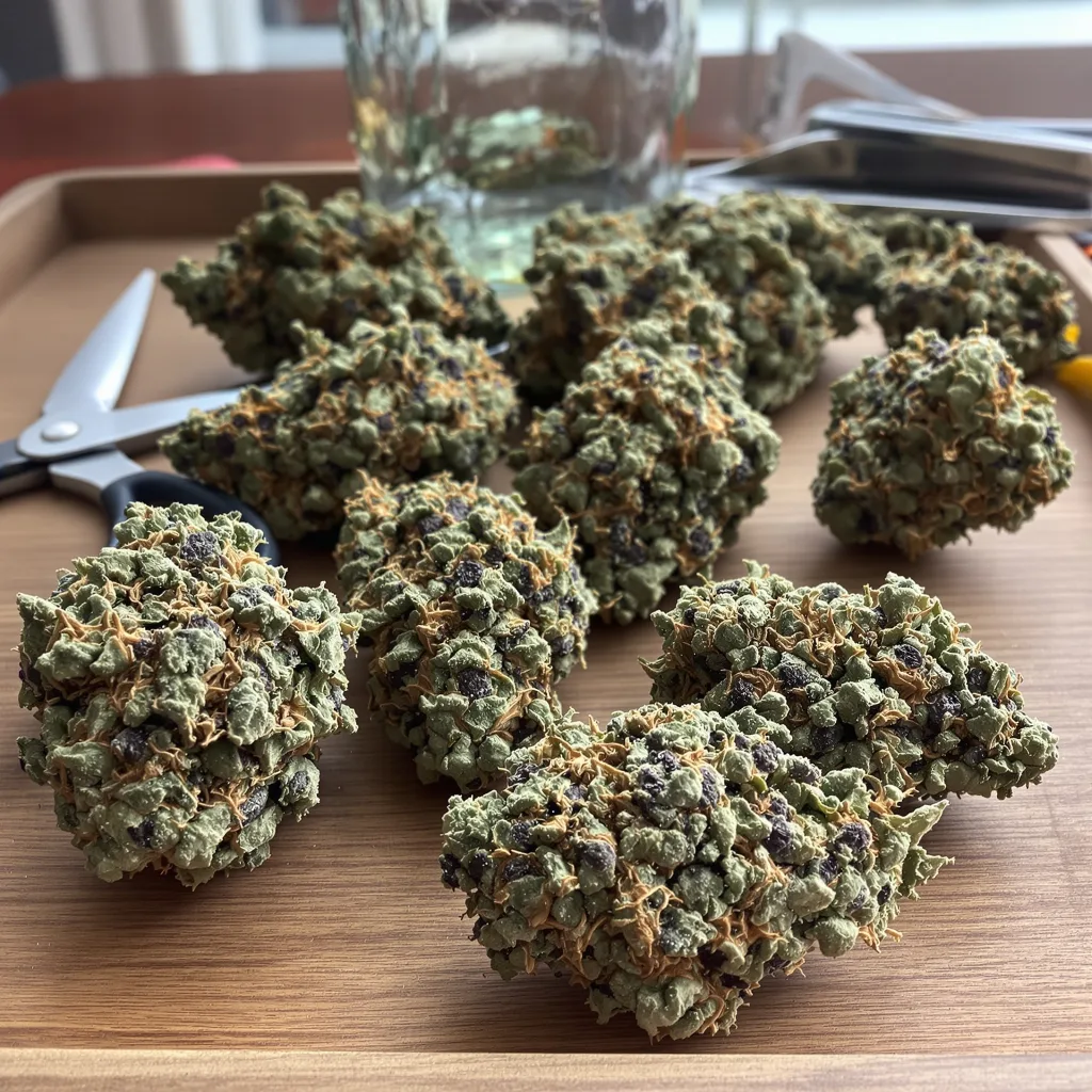 3X Crazy 82% Indica / 18% Sativa — Blüte mit sichtbaren Trichomen