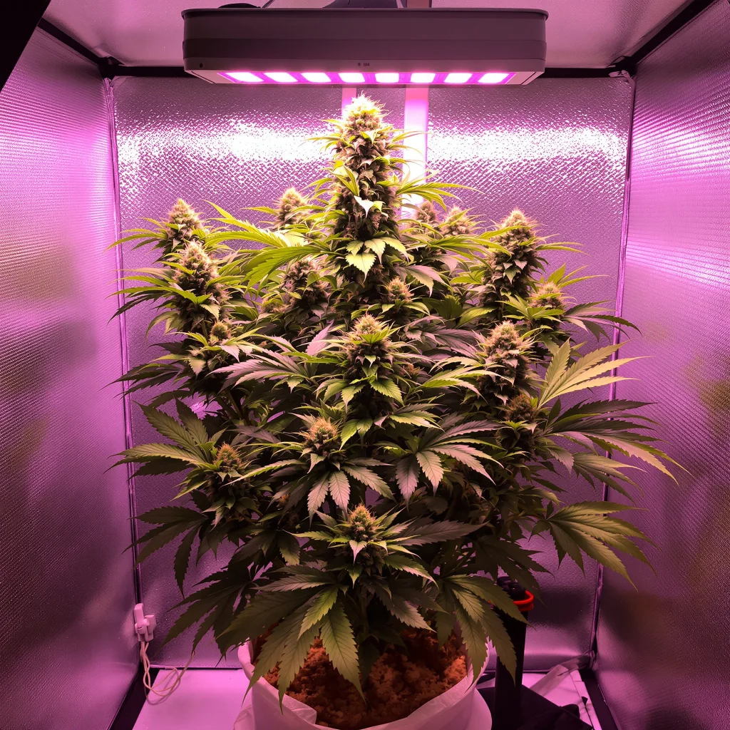 8 Ball Kush 86% Indica / 14% Sativa — Blüte mit sichtbaren Trichomen