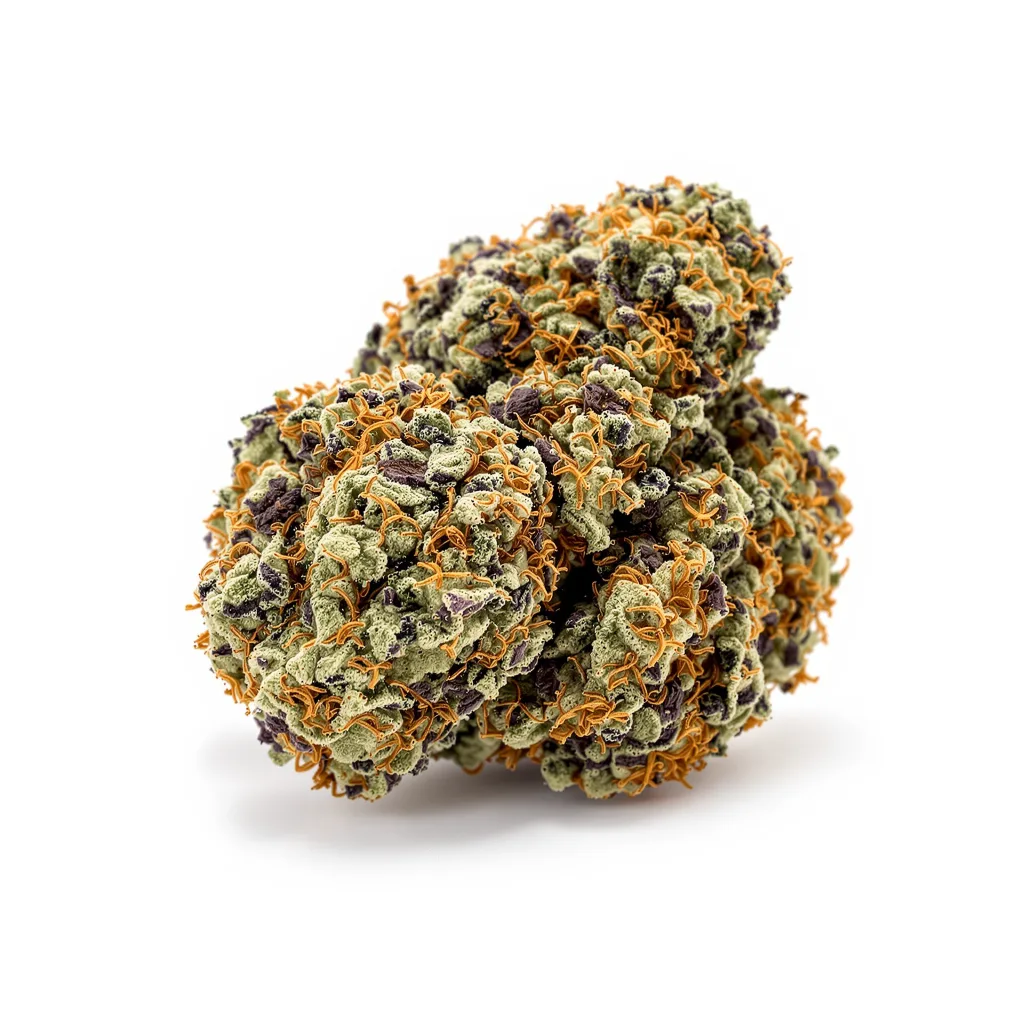 A-10 70% Indica / 20% Sativa — Blüte mit sichtbaren Trichomen