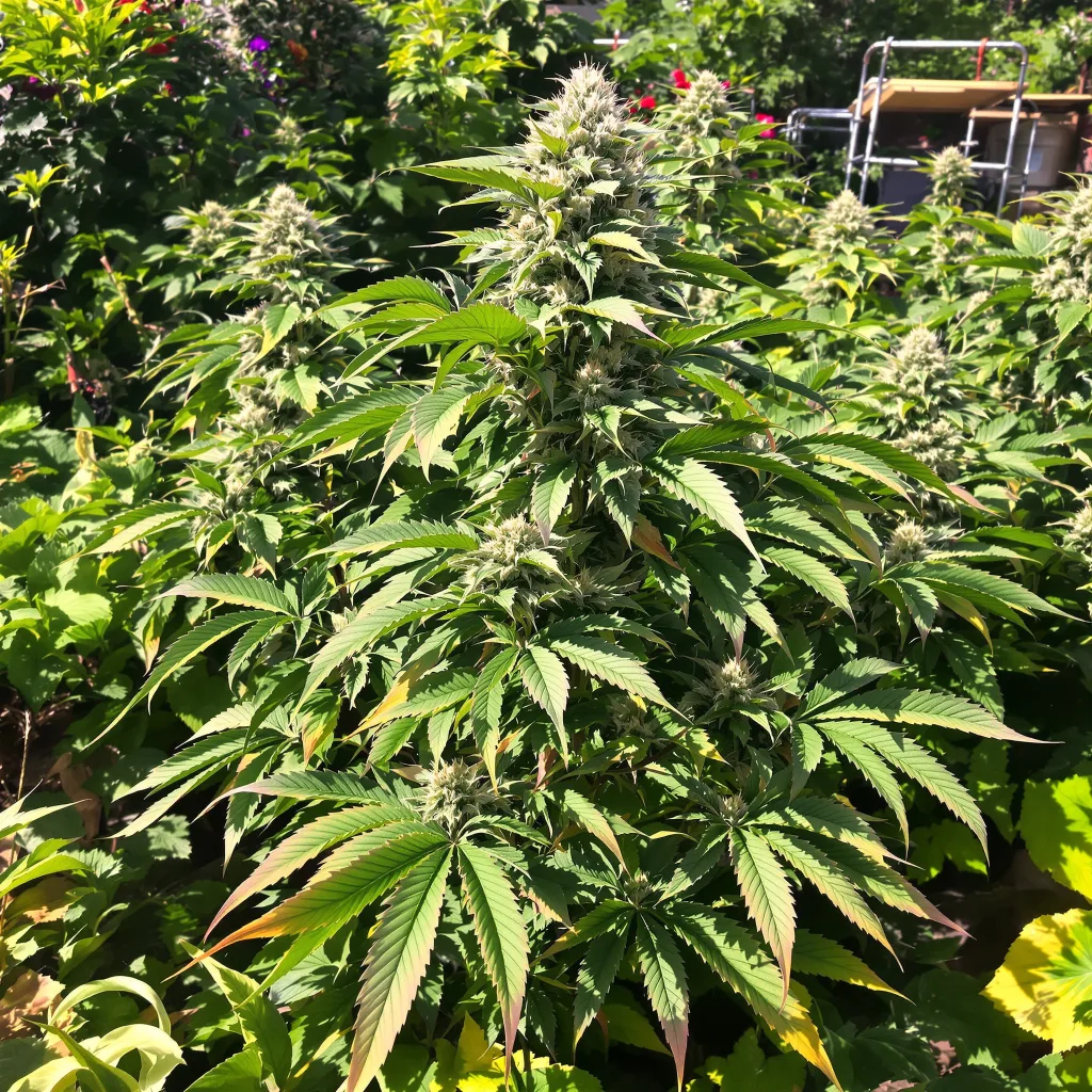 Abusive OG 85% Indica / 15% Sativa — Blüte mit sichtbaren Trichomen