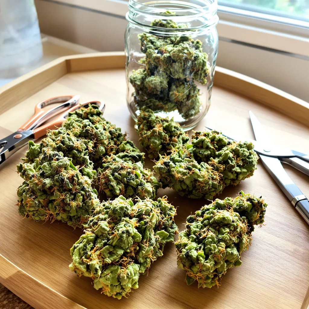 Acapulco Gold 20% Indica / 70% Sativa — Blüte mit sichtbaren Trichomen