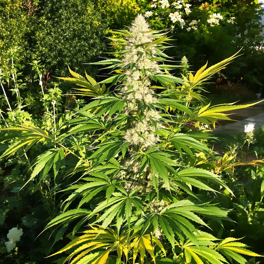 Acapulco Gold 20% Indica / 70% Sativa — Blüte mit sichtbaren Trichomen