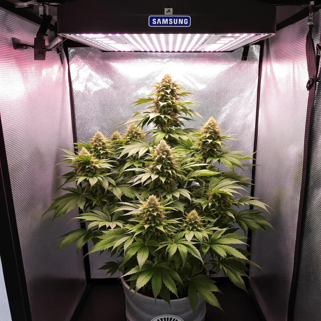 Ace Killer OG 66% Indica / 34% Sativa — Blüte mit sichtbaren Trichomen
