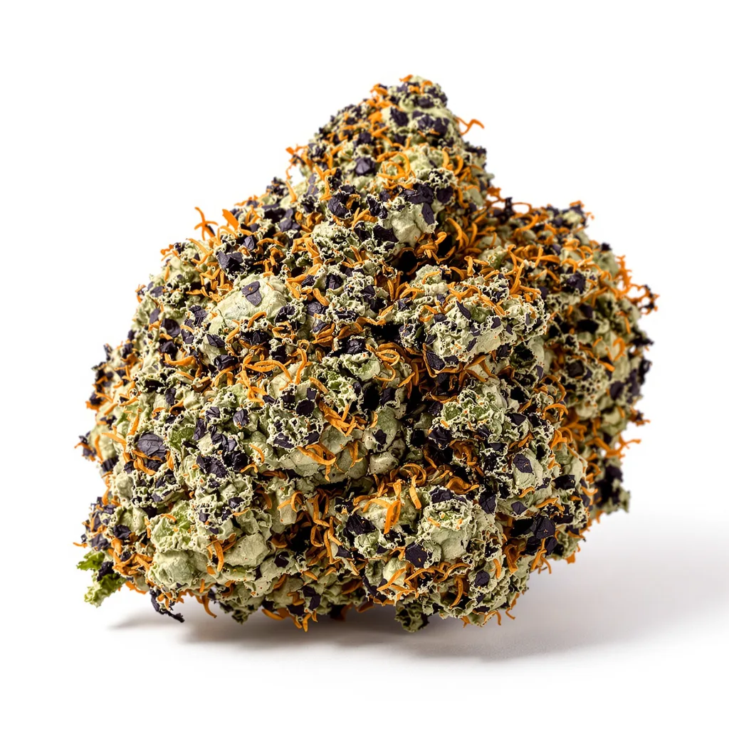Ace Killer OG 66% Indica / 34% Sativa — Blüte mit sichtbaren Trichomen