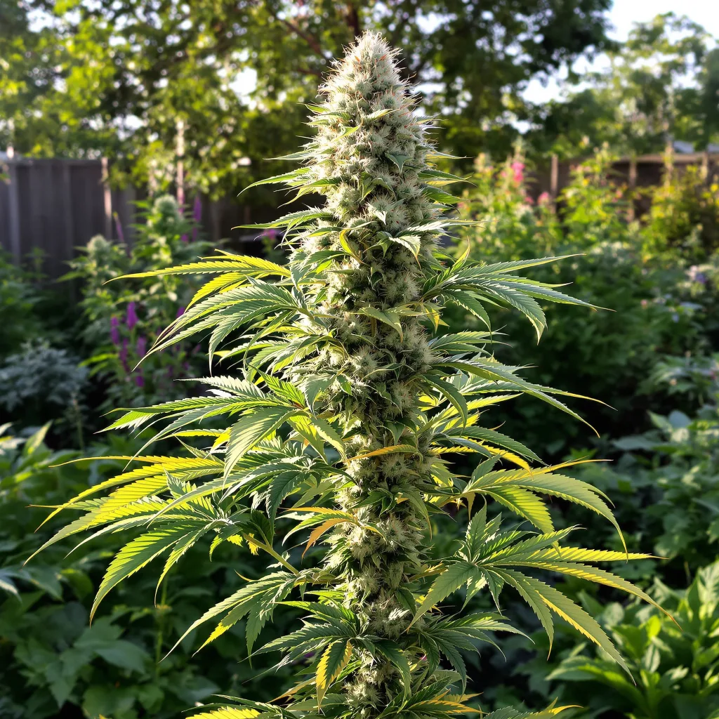 Afghan Big Bud 56% Indica / 44% Sativa — Blüte mit sichtbaren Trichomen