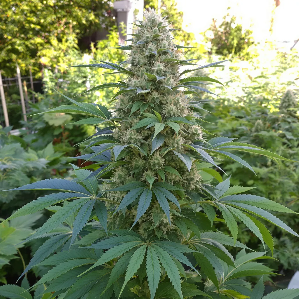 Afghani 70% Indica / 30% Sativa — Blüte mit sichtbaren Trichomen