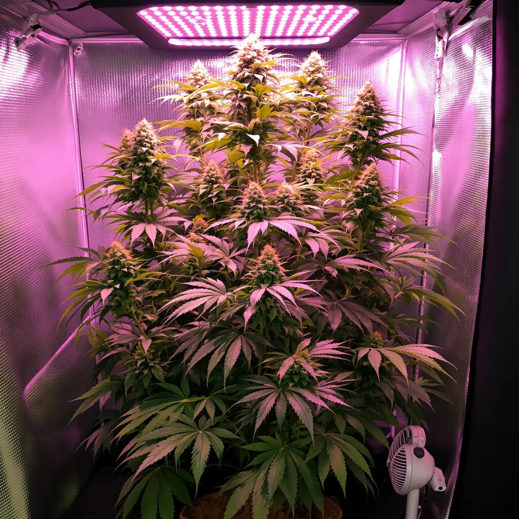 Agent Tangie 11% Indica / 89% Sativa — Blüte mit sichtbaren Trichomen