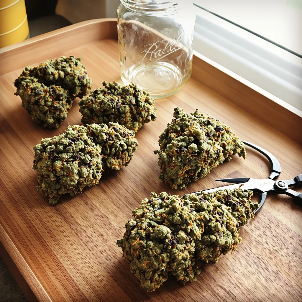 Alien Mints 88% Indica / 12% Sativa — Blüte mit sichtbaren Trichomen