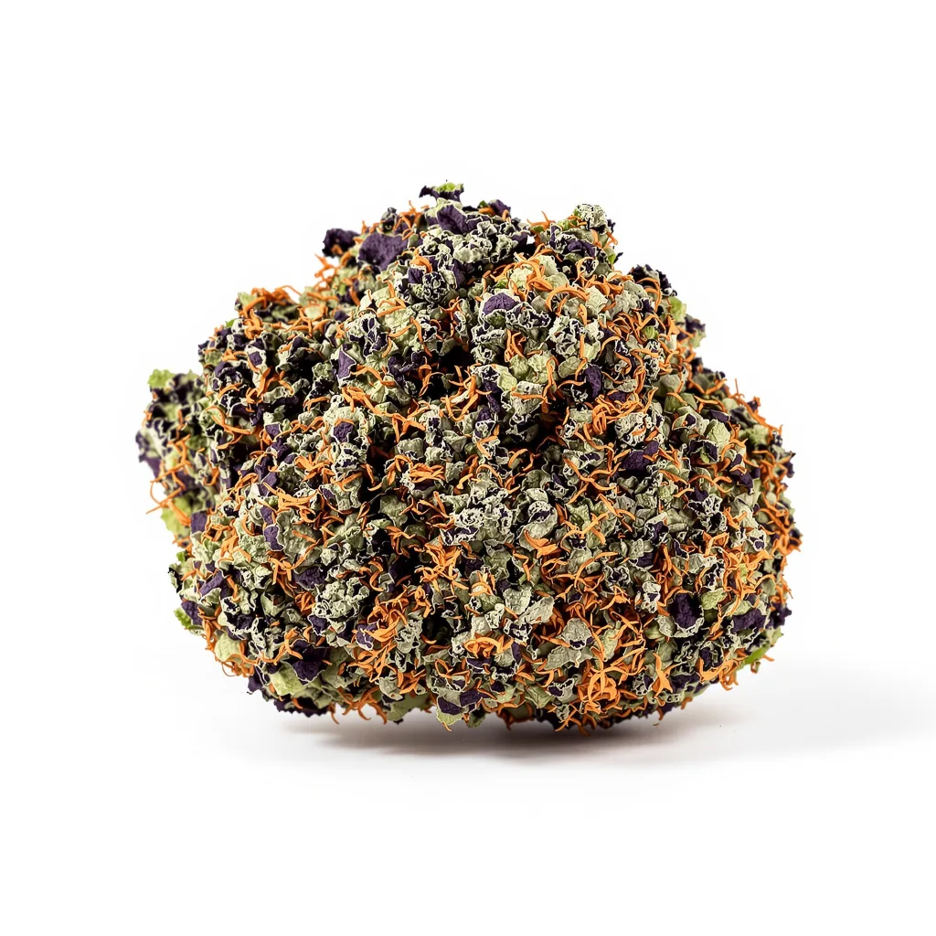 Alien Mints 88% Indica / 12% Sativa — Blüte mit sichtbaren Trichomen