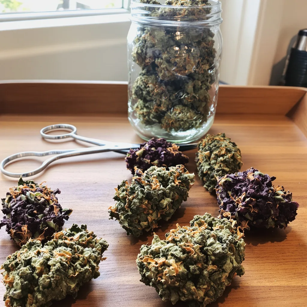 Alien Rift 65% Indica / 35% Sativa — Blüte mit sichtbaren Trichomen