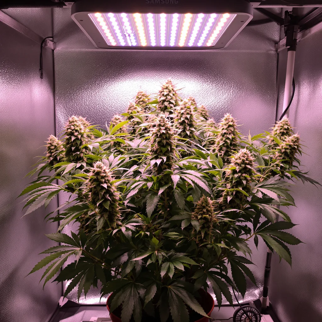 Alien Rift 65% Indica / 35% Sativa — Blüte mit sichtbaren Trichomen