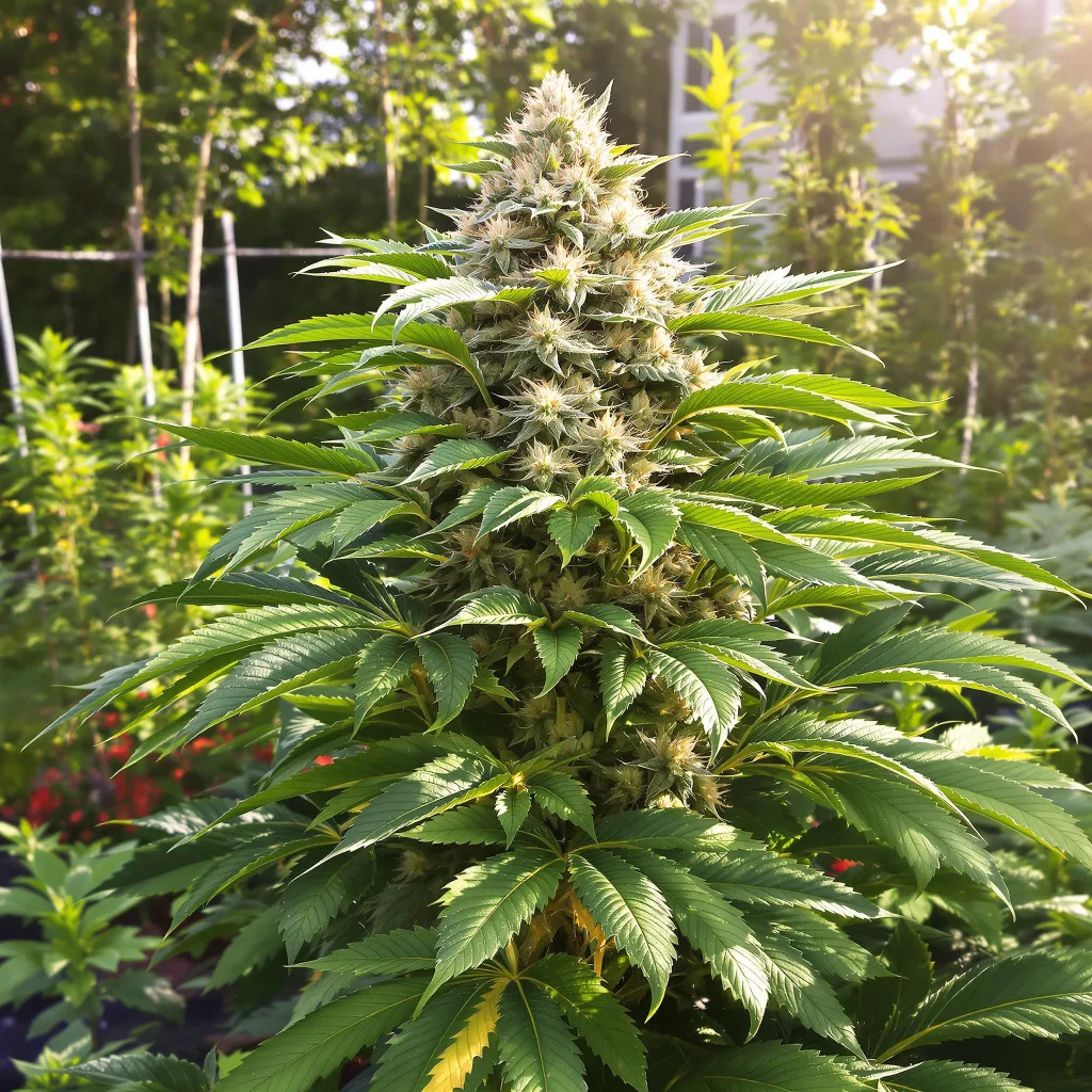 Alien Rift 65% Indica / 35% Sativa — Blüte mit sichtbaren Trichomen