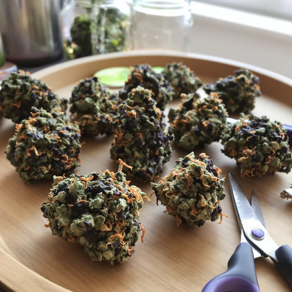Alien Technology 79% Indica / 21% Sativa — Blüte mit sichtbaren Trichomen