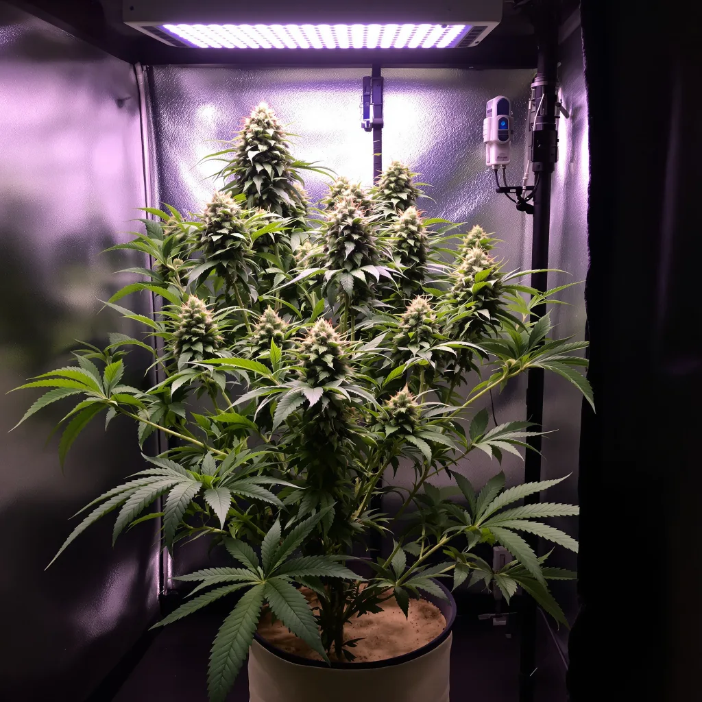 Alien Technology 79% Indica / 21% Sativa — Blüte mit sichtbaren Trichomen