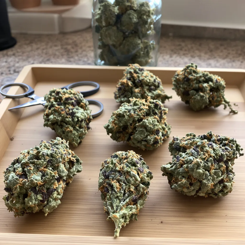 Aliens On Moonshine 85% Indica / 15% Sativa — Blüte mit sichtbaren Trichomen
