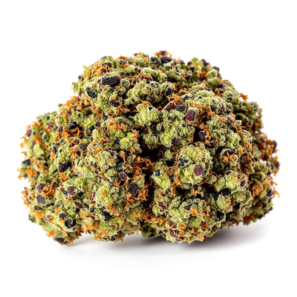 Aliens On Moonshine 85% Indica / 15% Sativa — Blüte mit sichtbaren Trichomen
