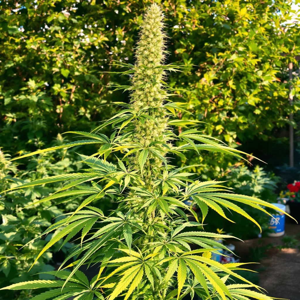 Alpha Blue 24% Indica / 76% Sativa — Blüte mit sichtbaren Trichomen