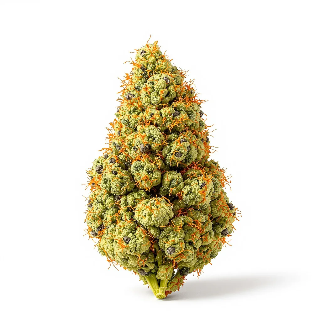 Alpha Blue 24% Indica / 76% Sativa — Blüte mit sichtbaren Trichomen