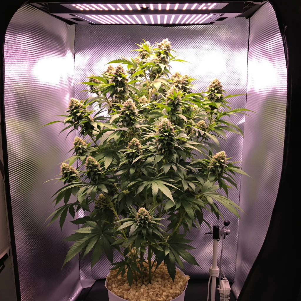 American Strain Mixpack 35% Indica / 65% Sativa — Blüte mit sichtbaren Trichomen