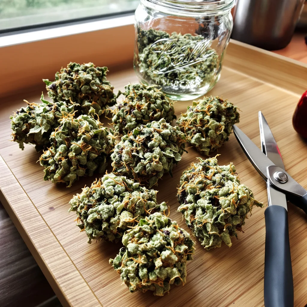 American Strains Pack 40% Indica / 60% Sativa — Blüte mit sichtbaren Trichomen