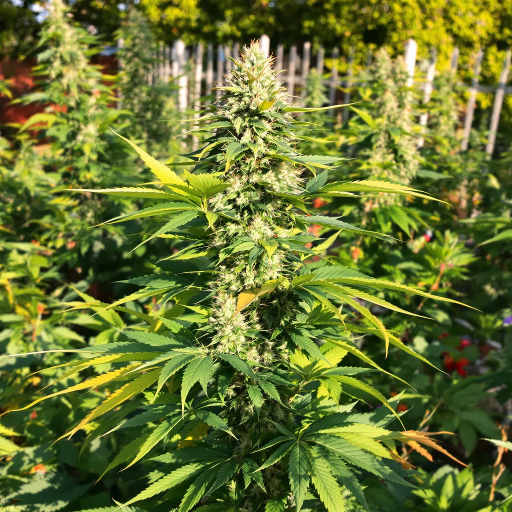 Amethyst 51% Indica / 49% Sativa — Blüte mit sichtbaren Trichomen