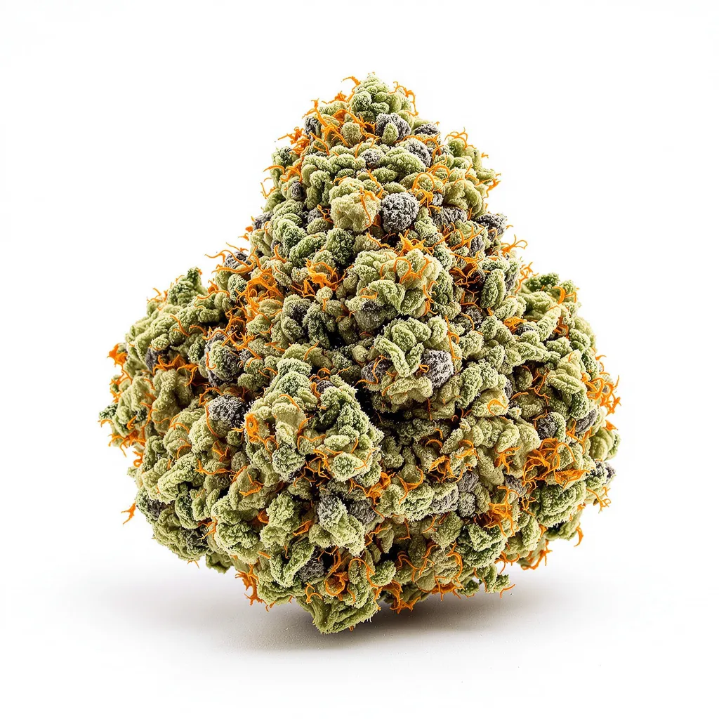 Amethyst 51% Indica / 49% Sativa — Blüte mit sichtbaren Trichomen