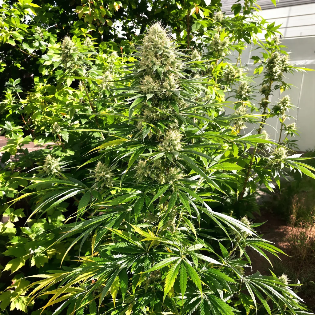 Amnesia 16% Indica / 84% Sativa — Blüte mit sichtbaren Trichomen