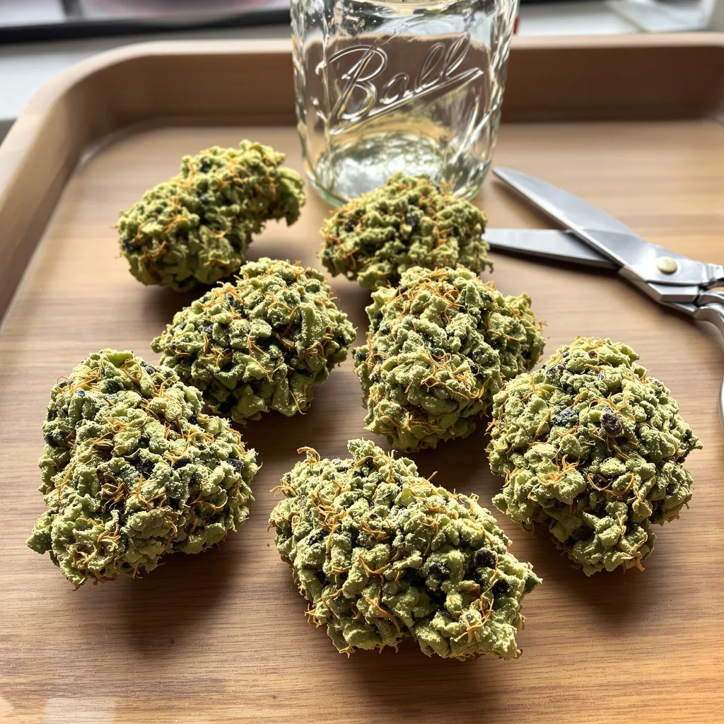 Amnesia Haze 12% Indica / 88% Sativa — Blüte mit sichtbaren Trichomen