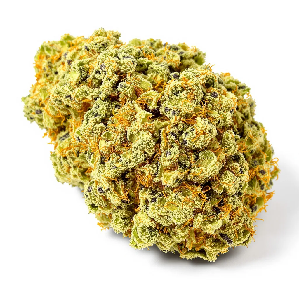 Amnesia Haze 12% Indica / 88% Sativa — Blüte mit sichtbaren Trichomen
