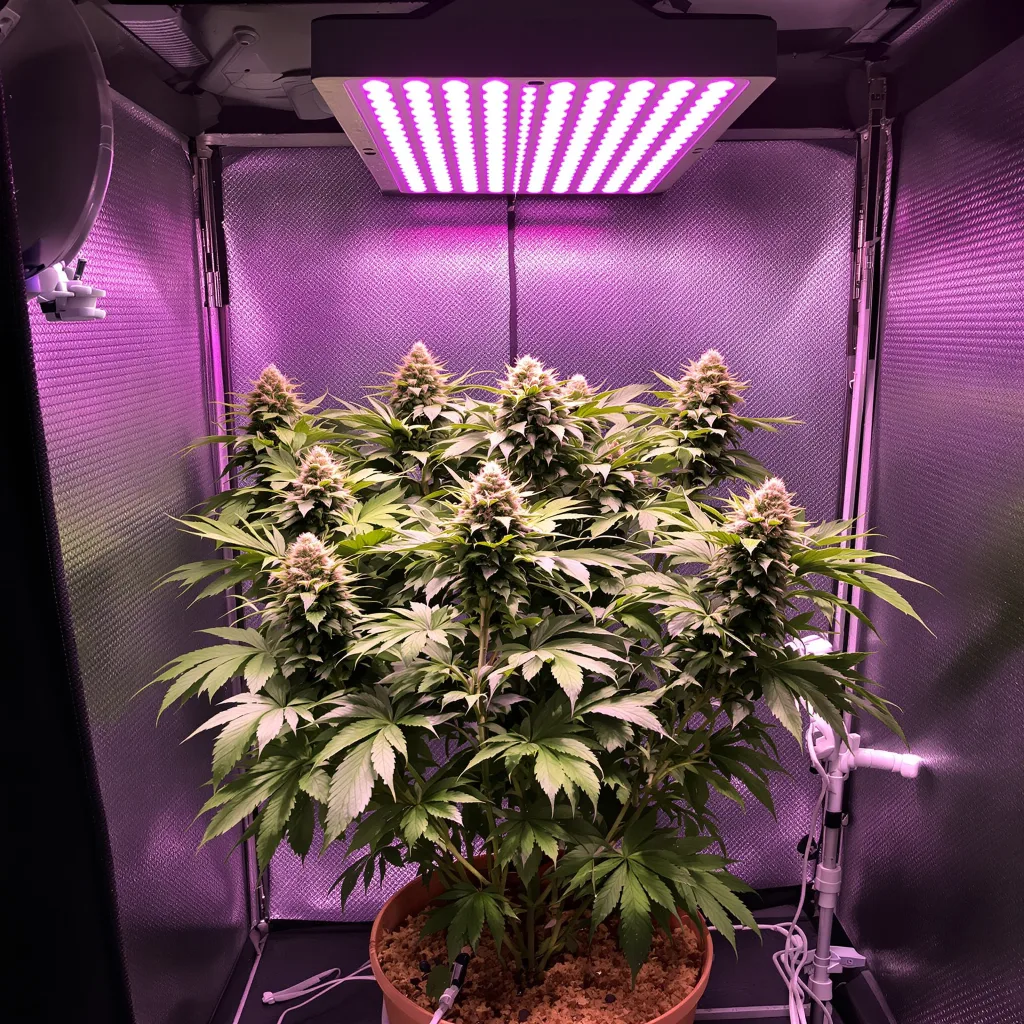 Ancient OG 77% Indica / 23% Sativa — Blüte mit sichtbaren Trichomen