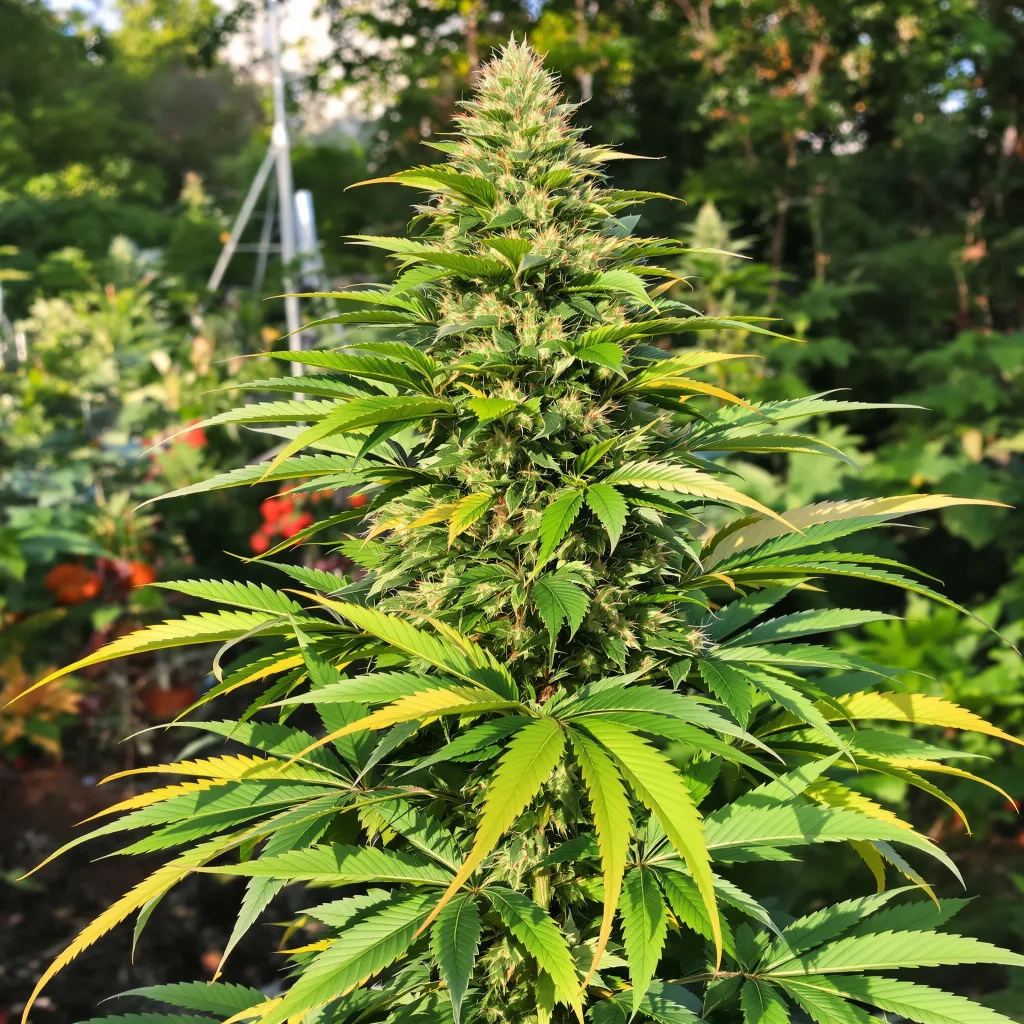 Ancient OG 77% Indica / 23% Sativa — Blüte mit sichtbaren Trichomen