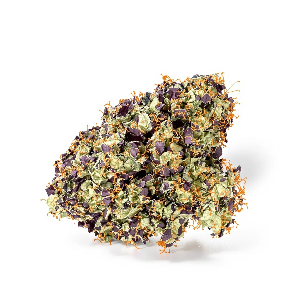 Ancient OG 77% Indica / 23% Sativa — Blüte mit sichtbaren Trichomen