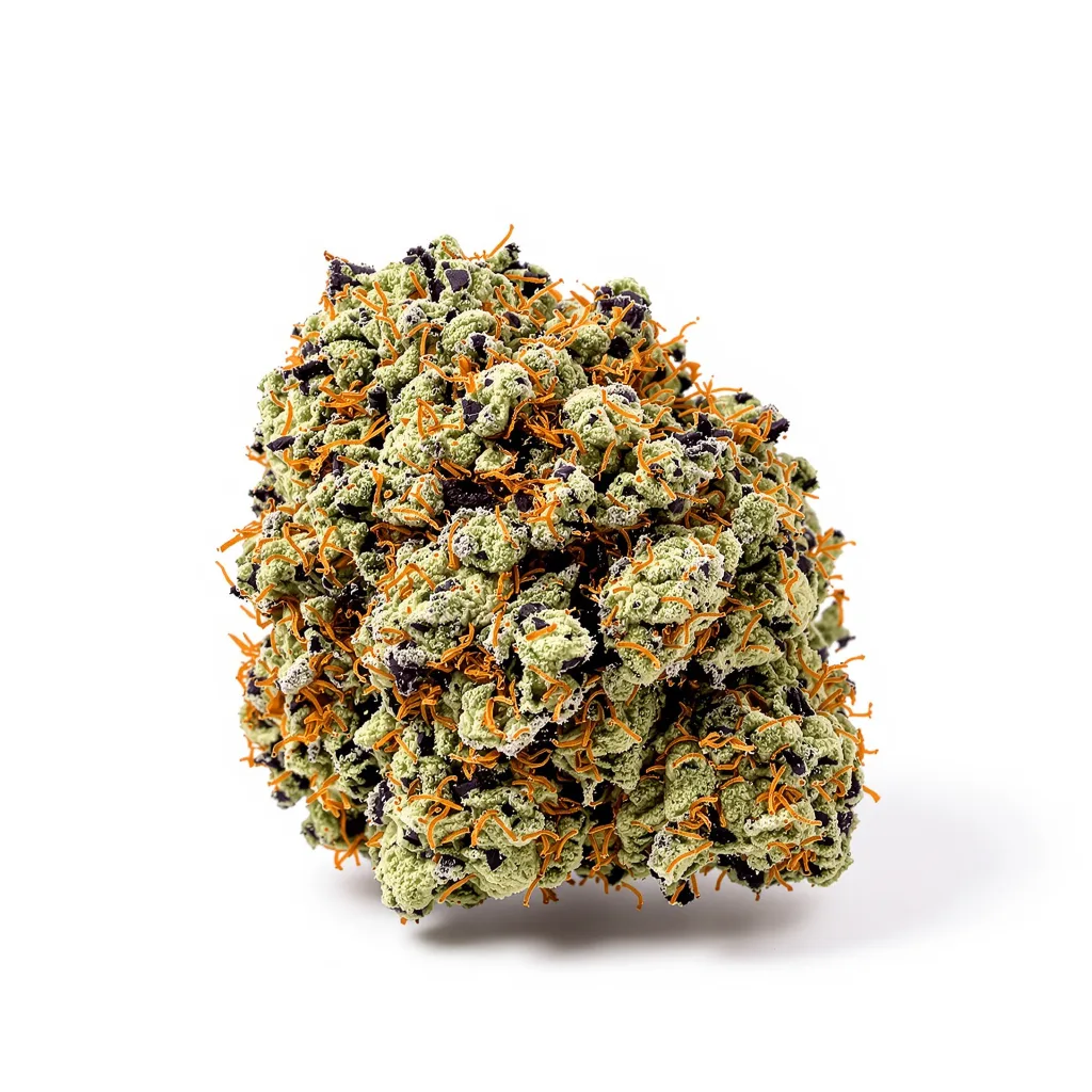 Angel OG 89% Indica / 11% Sativa — Blüte mit sichtbaren Trichomen
