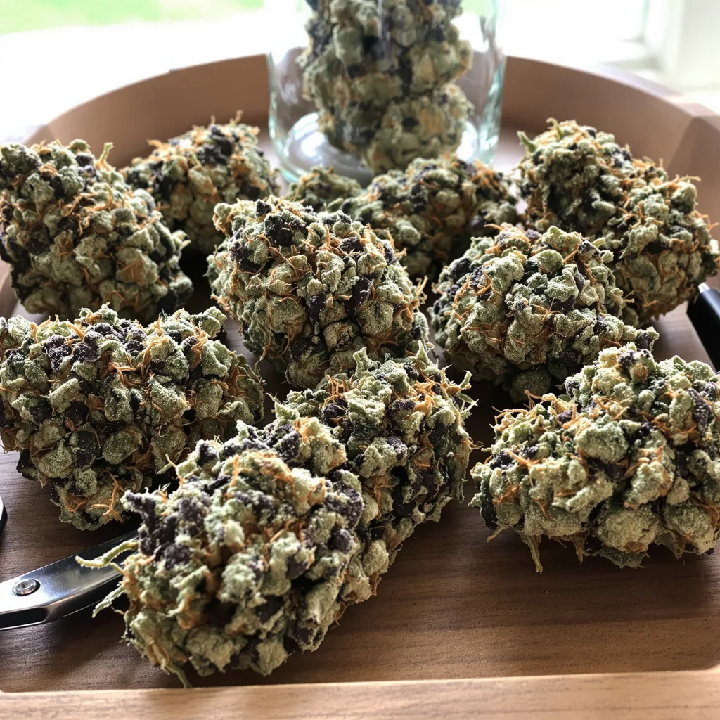 Ape Shit 44% Indica / 56% Sativa — Blüte mit sichtbaren Trichomen