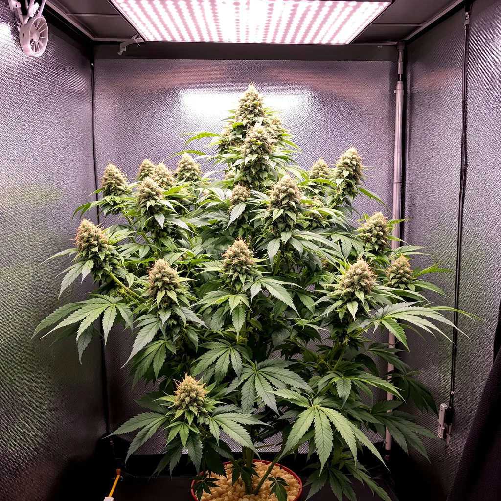Ape Shit 44% Indica / 56% Sativa — Blüte mit sichtbaren Trichomen