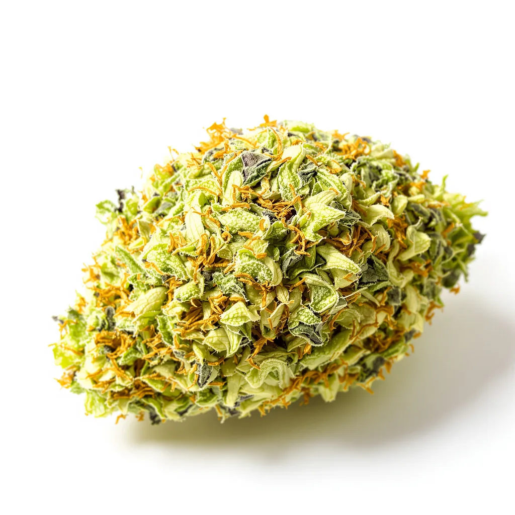 Apollo 13 5% Indica / 95% Sativa — Blüte mit sichtbaren Trichomen