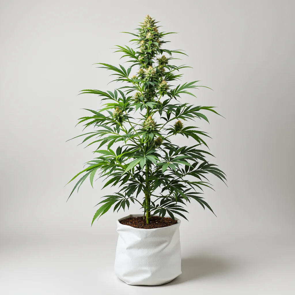 Apple Betty Cannabisblüte Nahaufnahme mit offene Blütenstruktur mit orangen Pistillen