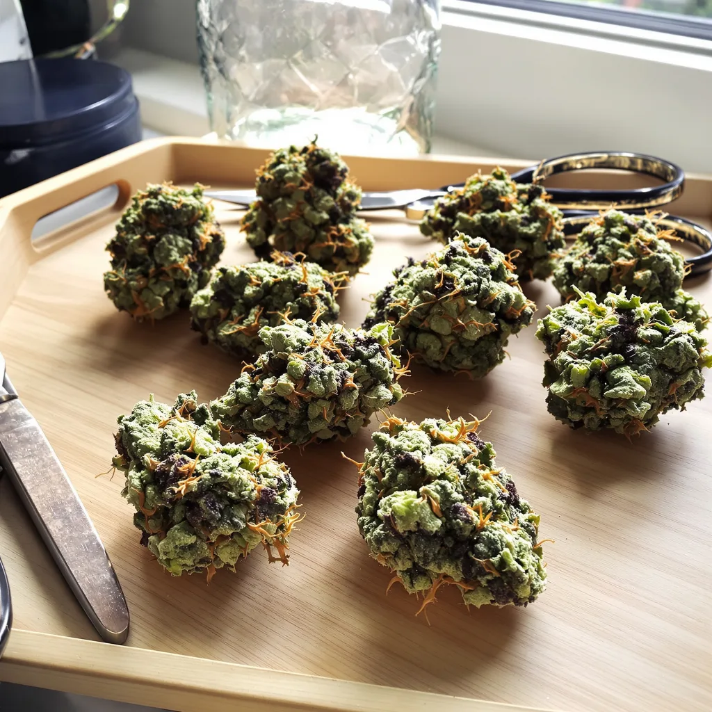 Apple Betty 38% Indica / 62% Sativa — Blüte mit sichtbaren Trichomen