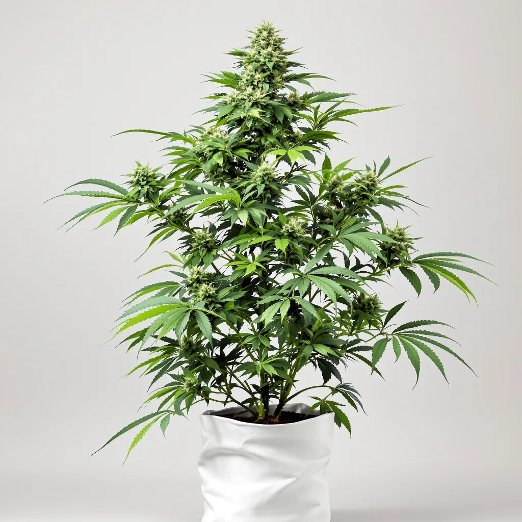 Apple Crisp Cannabisblüte Nahaufnahme mit ausgewogene Blütenstruktur mit eisigen Trichomen