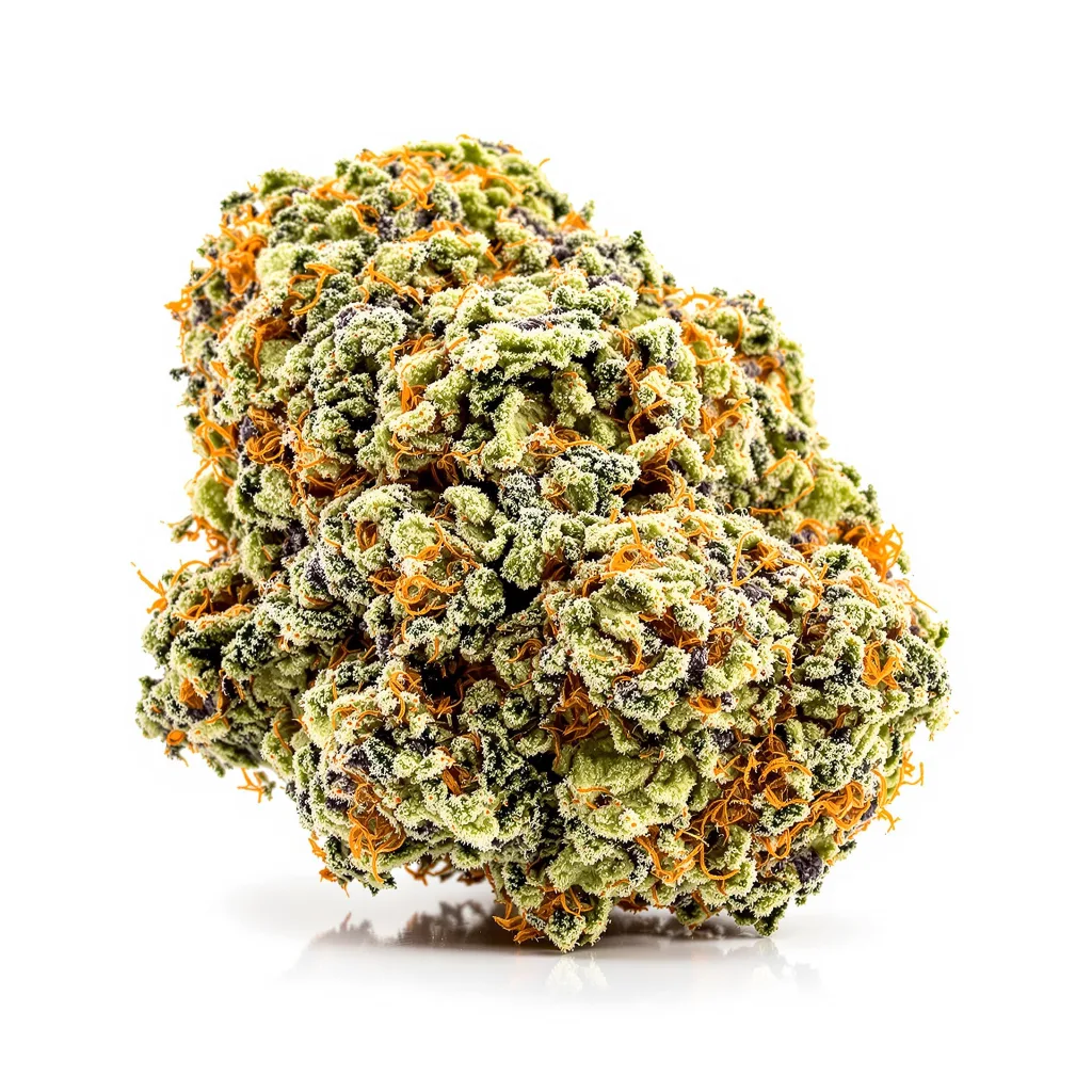 Apple Crisp 53% Indica / 47% Sativa — Blüte mit sichtbaren Trichomen