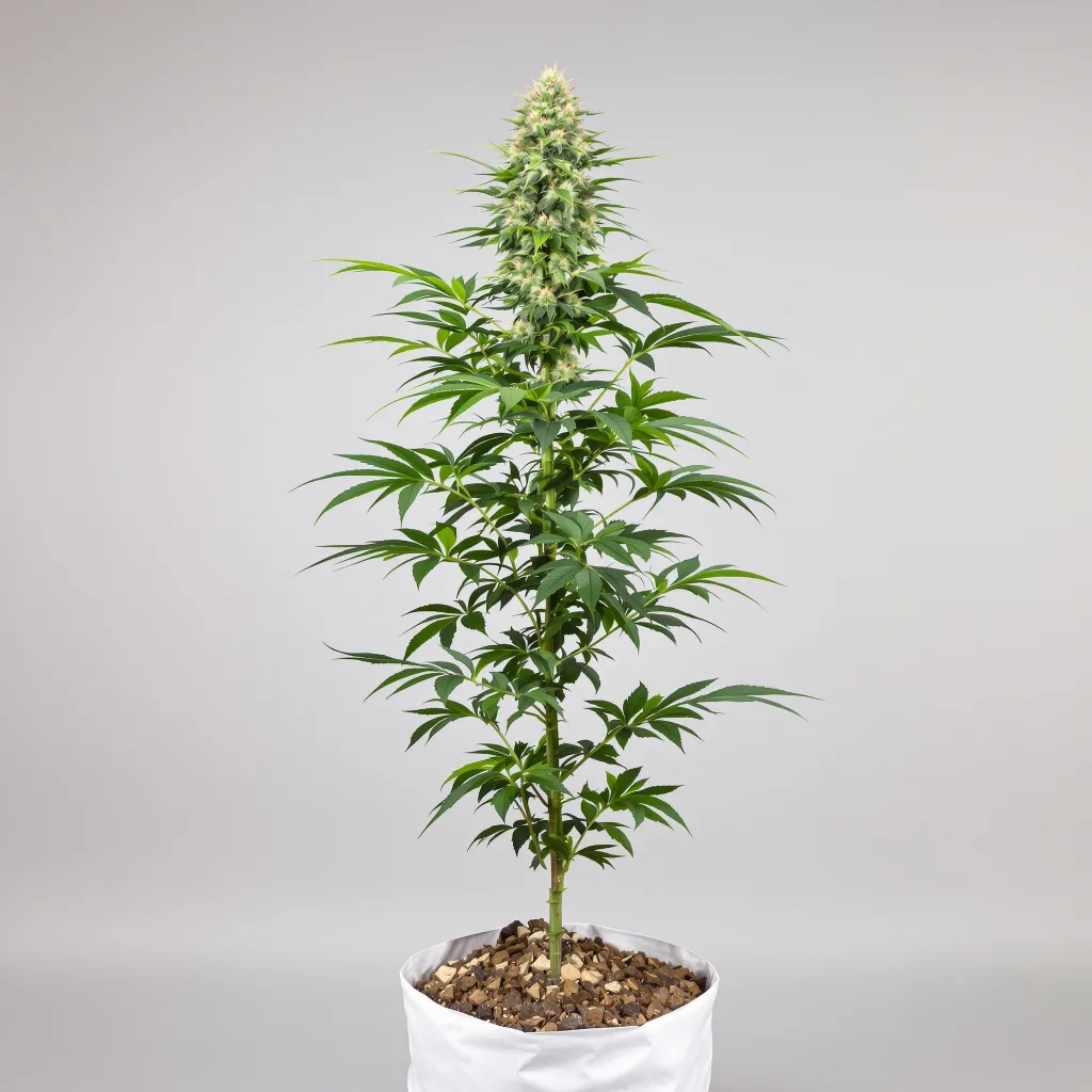 Aurora Borealis Cannabisblüte Nahaufnahme mit ausgewogene Blütenstruktur mit eisigen Trichomen