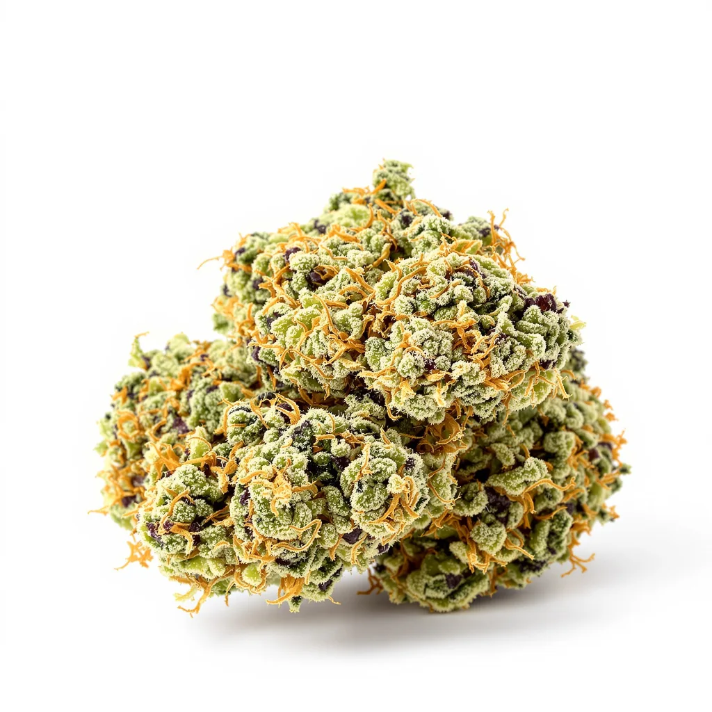 Aurora Borealis 49% Indica / 51% Sativa — Blüte mit sichtbaren Trichomen