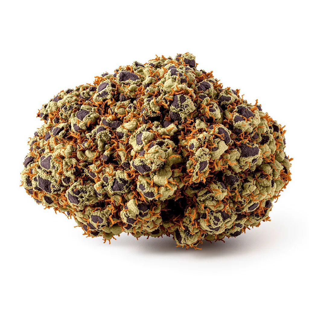 Badazz Rolex 77% Indica / 23% Sativa — Blüte mit sichtbaren Trichomen
