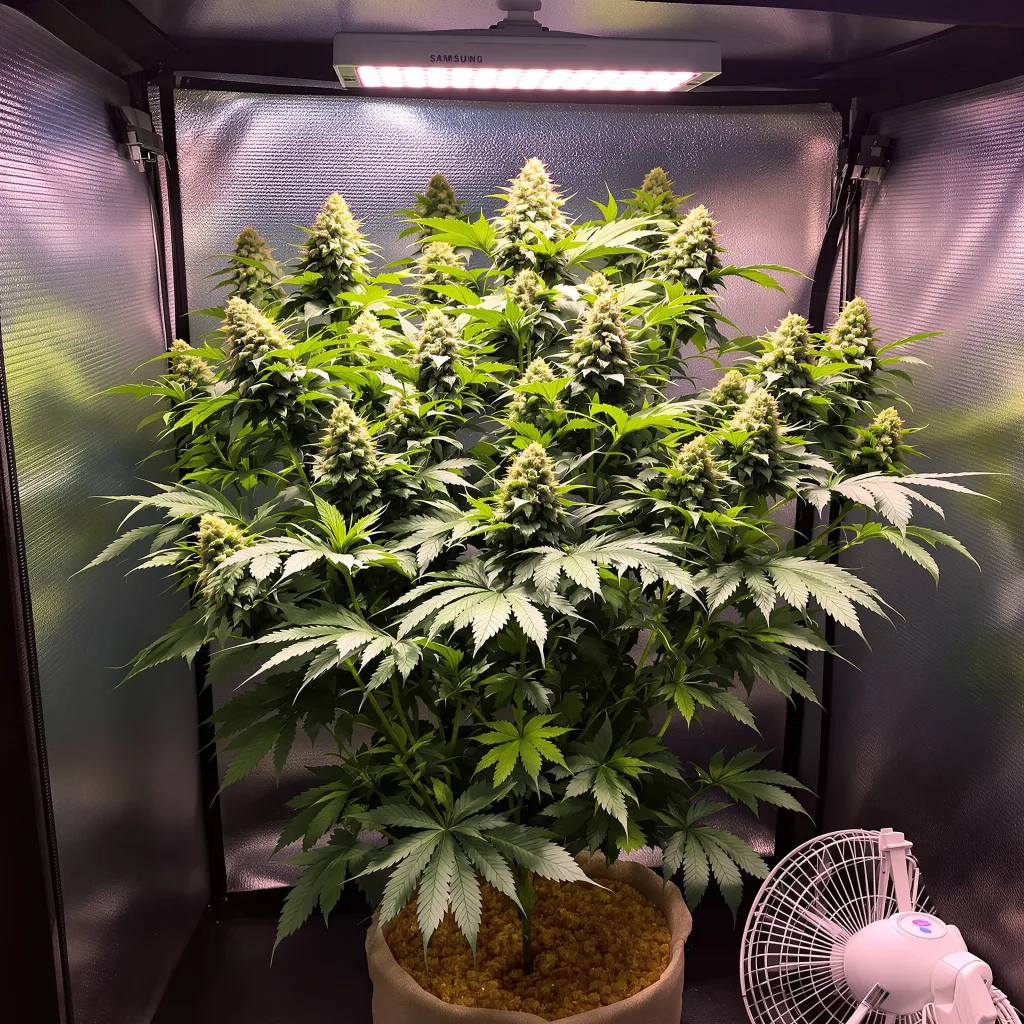 Baked Apple 87% Indica / 13% Sativa — Blüte mit sichtbaren Trichomen