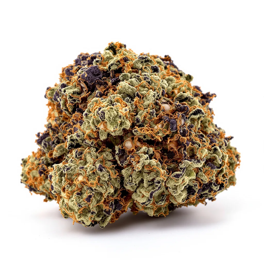 Baked Apple 87% Indica / 13% Sativa — Blüte mit sichtbaren Trichomen