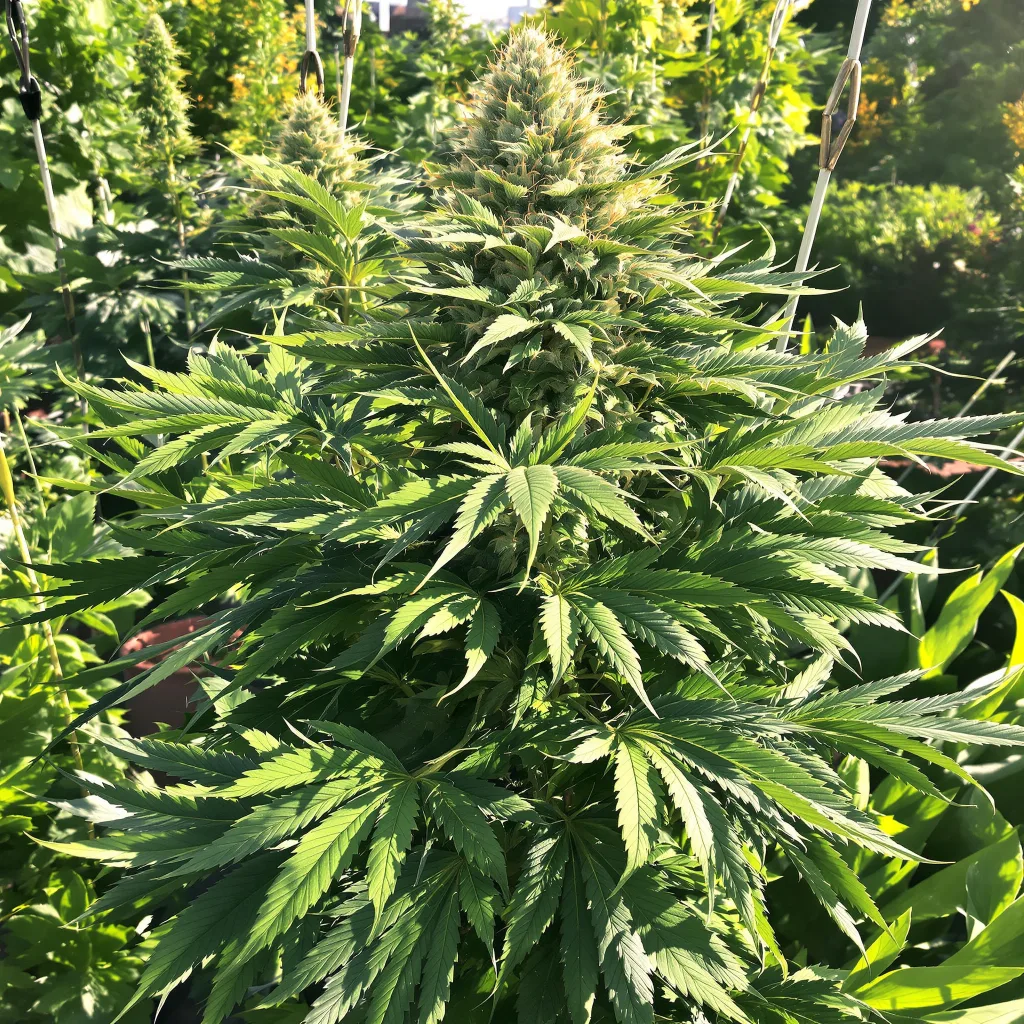 Bakerstreet 87% Indica / 13% Sativa — Blüte mit sichtbaren Trichomen