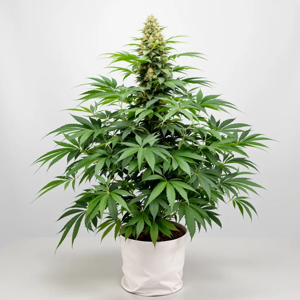 Banana Kush Cannabisblüte Nahaufnahme mit dichte violett getönte Kelche