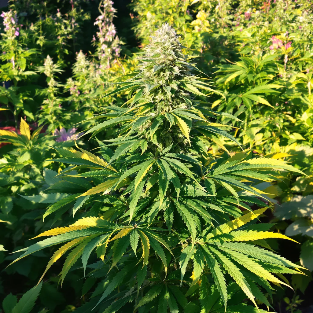 Banana OG 76% Indica / 24% Sativa — Blüte mit sichtbaren Trichomen