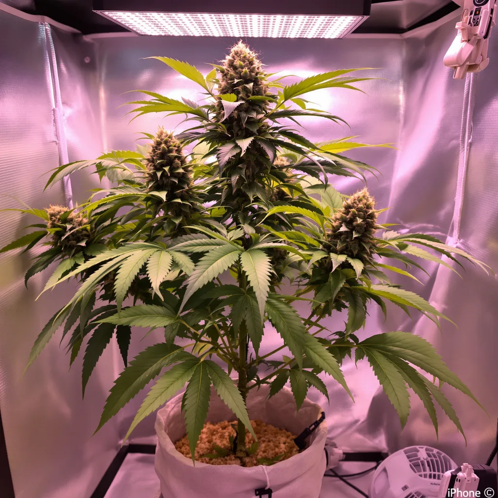 Batman OG 84% Indica / 16% Sativa — Blüte mit sichtbaren Trichomen